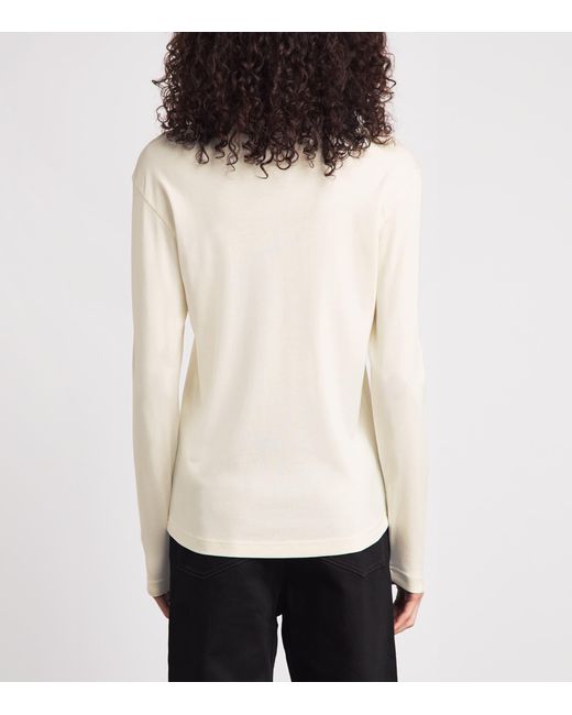 Lemaire White Cotton Ribbed Long-Sleeve T-Shirt
