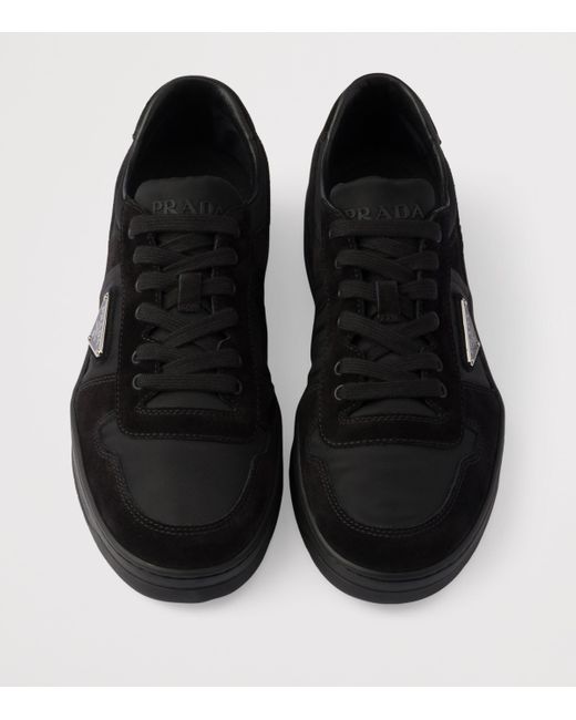 Prada Black Suede And Re-Nylon Downtown Sneakers for men