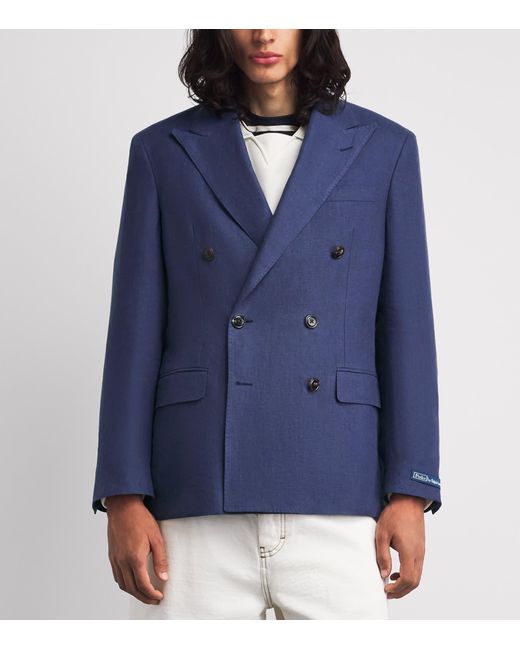 Polo Ralph Lauren Blue Linen Double-Breasted Blazer for men