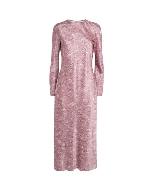 Veronica Beard Pink Silk-Blend Floral Gemma Midi Dress
