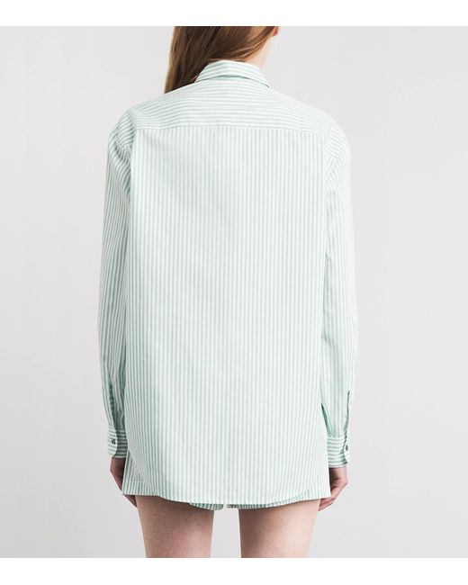 Leset Blue Cotton-Blend Stripe Yoshi Shirt