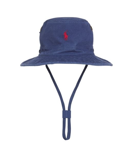 Polo Ralph Lauren Blue Cotton Polo Pony Bucket Hat for men