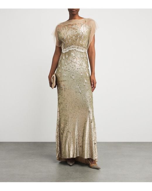 Jenny Packham Natural Tulle Sequinned Bonnie Gown
