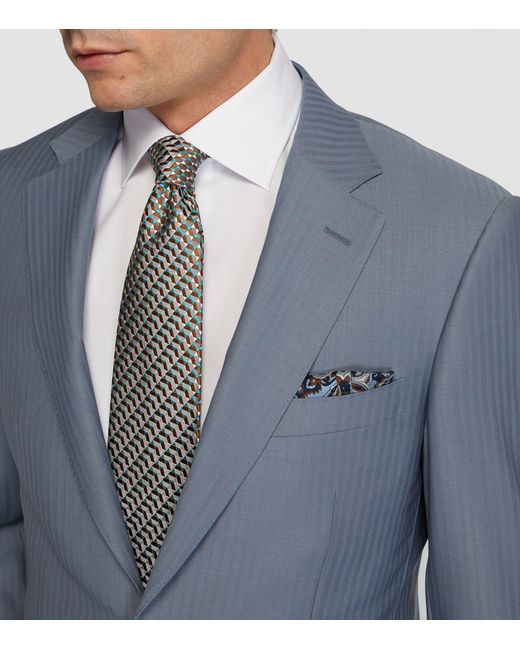 Eton of Sweden Gray Silk Geometric Tie for men