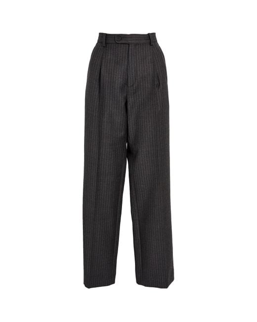 Sandro Black Wool Pinstripe Tailored Trousers