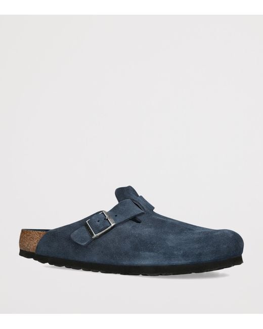 Birkenstock Blue Suede Boston Clogs for men