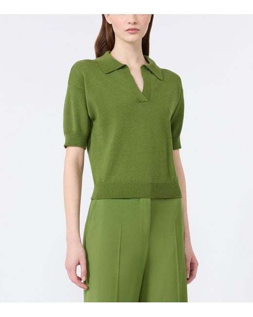 Weekend by Maxmara Green Knitted Polo Shirt