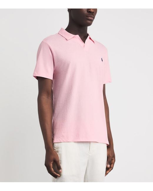 Polo Ralph Lauren Pink Cotton-Linen Open-Collar Polo Shirt for men