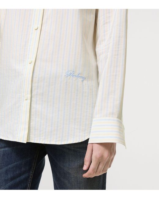 Burberry White Silk-Cotton Stripe Shirt
