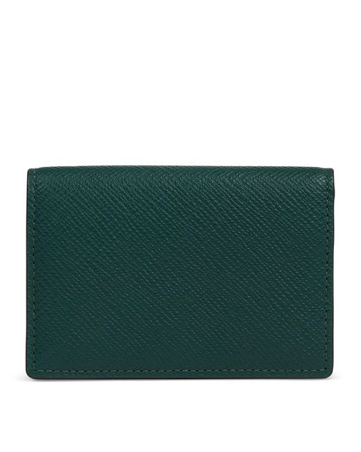 Smythson Green Leather Panama Folded Card Holder