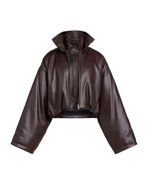 Alaïa Brown Leather Bomber Jacket
