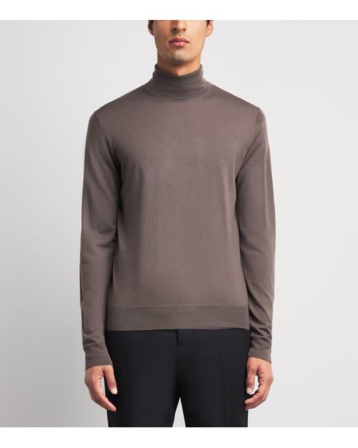Corneliani Brown Merino Rollneck Sweater for men