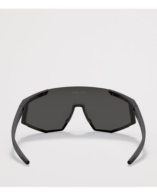 Prada Linea Rossa Gray Shield Pillow Sunglasses for men