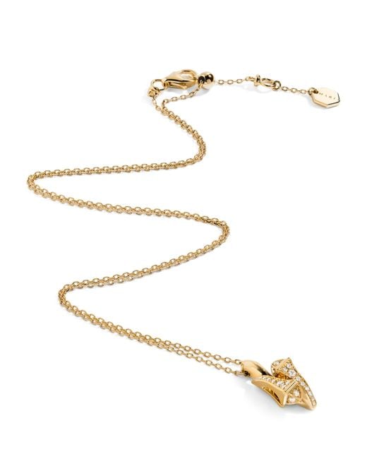 Marli New York White And Diamond Cleo Huggie Pendant Necklace