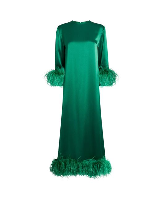 16Arlington Green Satin Feather-trim Borage Dress
