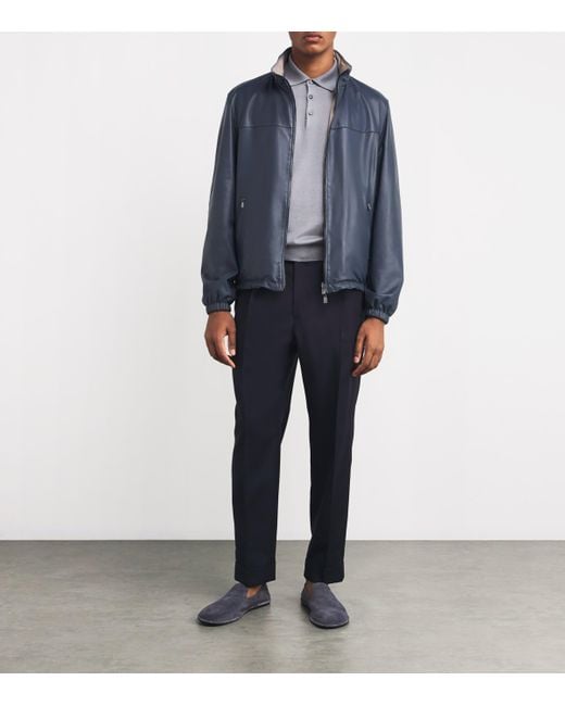 Corneliani Blue Lambskin Reversible Jacket for men