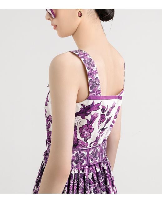 Dolce & Gabbana Purple Majolica Print Midi Dress
