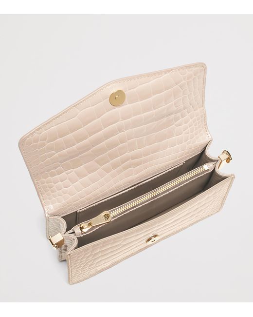 Aspinal Natural Croc-Embossed Leather Eliza Clutch Bag