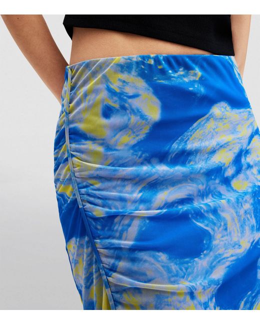 AllSaints Blue Nora Inspiral Midi Skirt