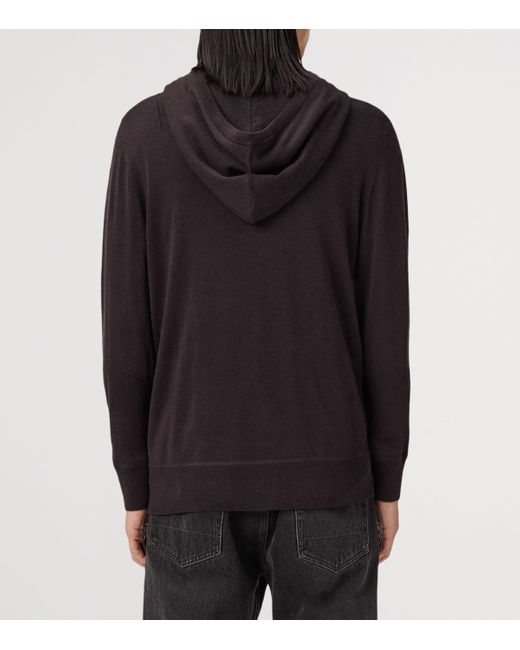 AllSaints Blue Merino Wool Mode Hoodie for men