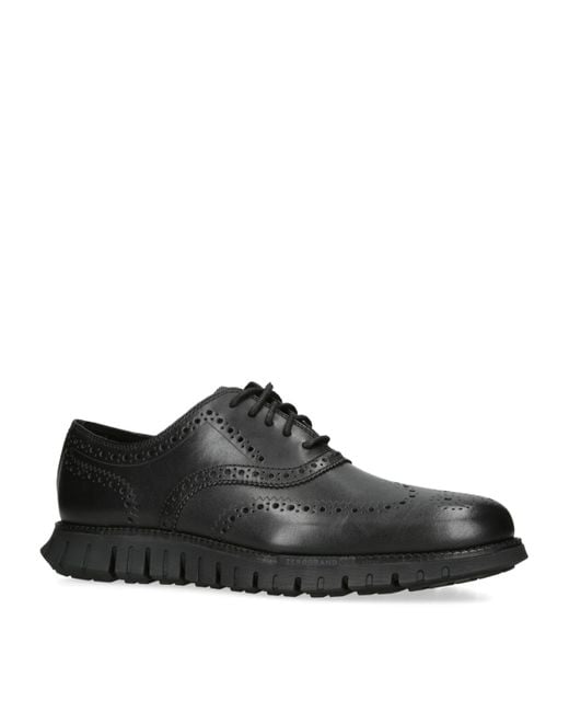 Cole Haan Black Zerøgrand Wingtip Oxford Shoes for men