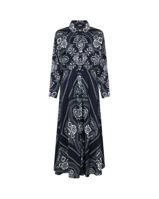 Maje Blue Bandana Print Maxi Dress