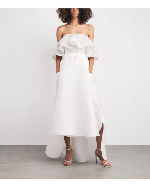 Alexis Mabille White Sequinned Off-The-Shoulder Gown