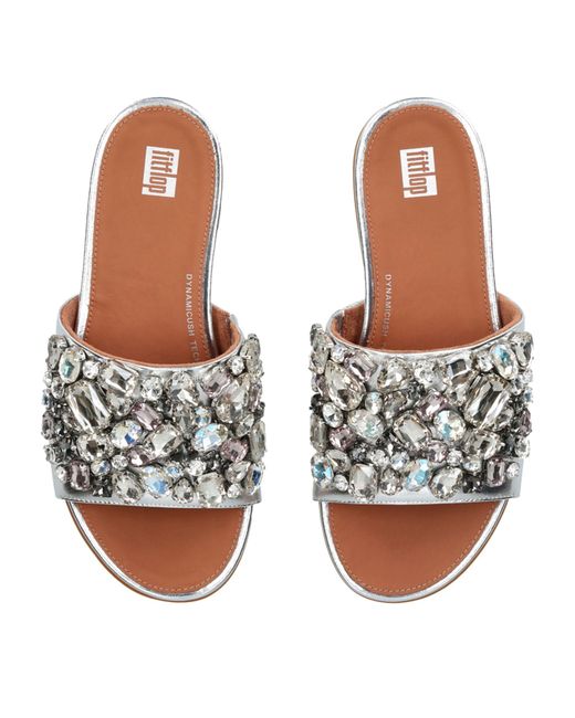 Fitflop White Gracie Jewel-embellished Leather Sandals