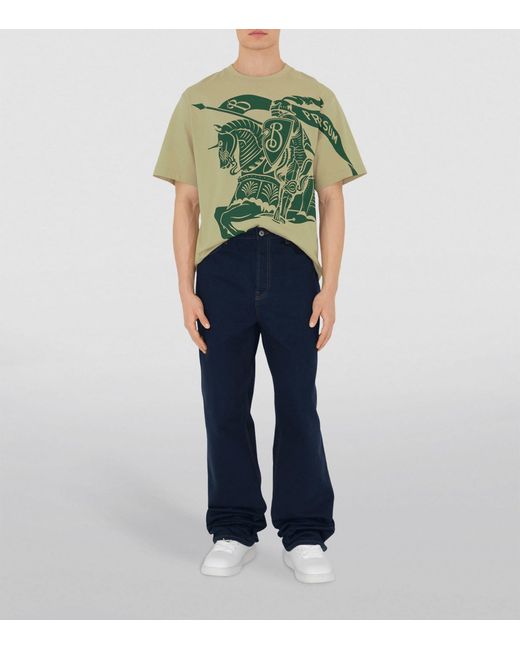 Burberry Green Cotton Ekd Print T-shirt for men