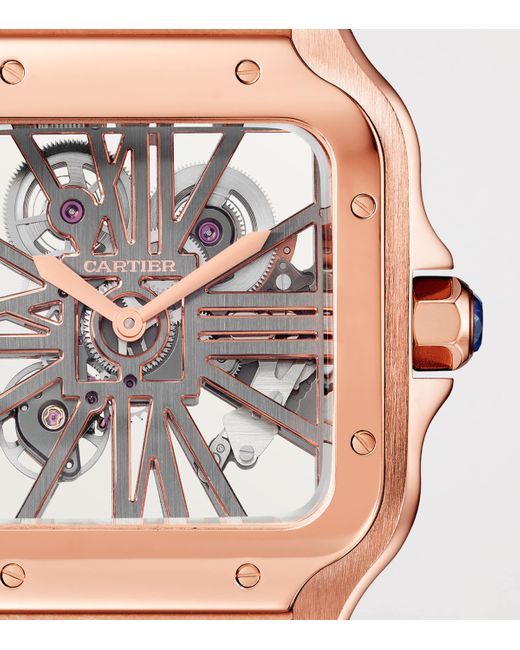 Cartier Metallic Large Santos De Skeleton Watch for men