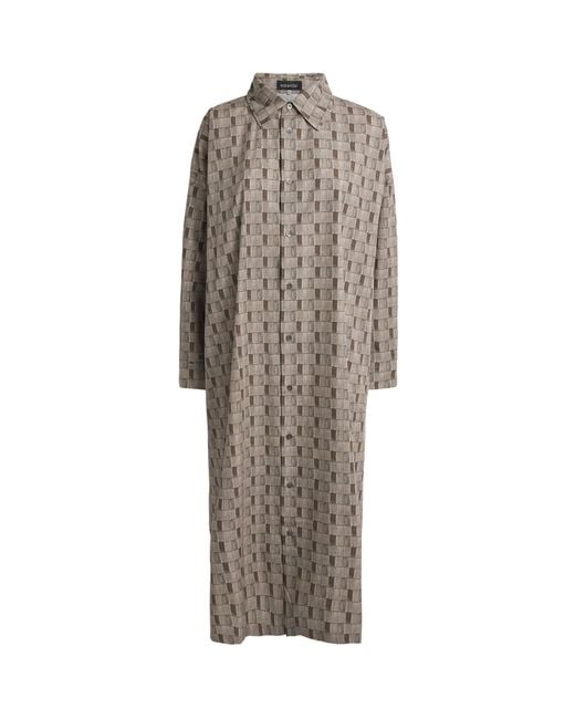 Eskandar Gray Geometric Print Midi Shirt Dress