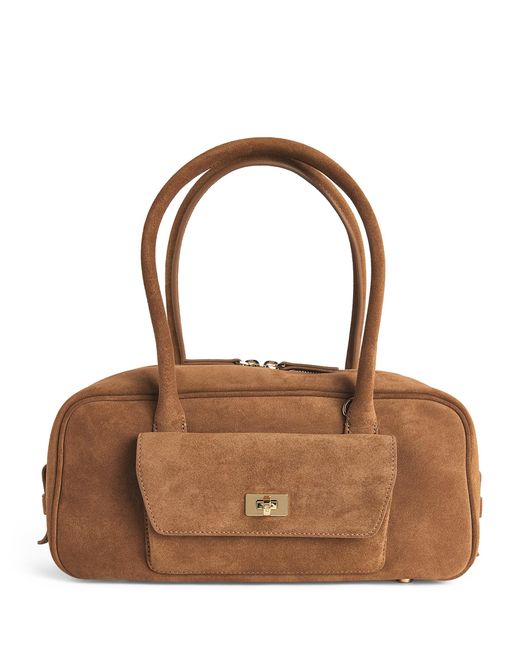 Sandro Brown Suede Ezmehralda Top-Handle Bag