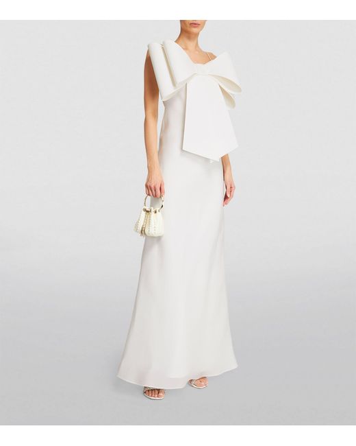 Mach & Mach White Organza Le Cadeau Maxi Dress