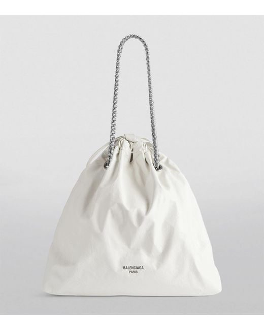 Balenciaga White Medium Crush Tote Bag