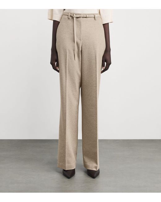 Lafayette 148 New York Natural Wool-Cashmere Belted Trousers