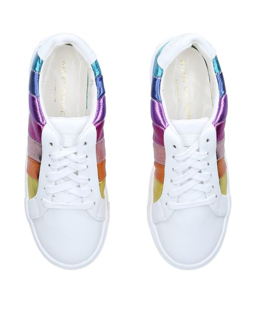 Kurt Geiger Purple Leather Lane Stripe Sneakers