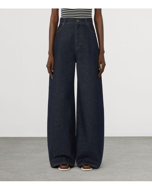 Weekend by Maxmara Blue Cotton Wide-Leg High-Rise Jeans