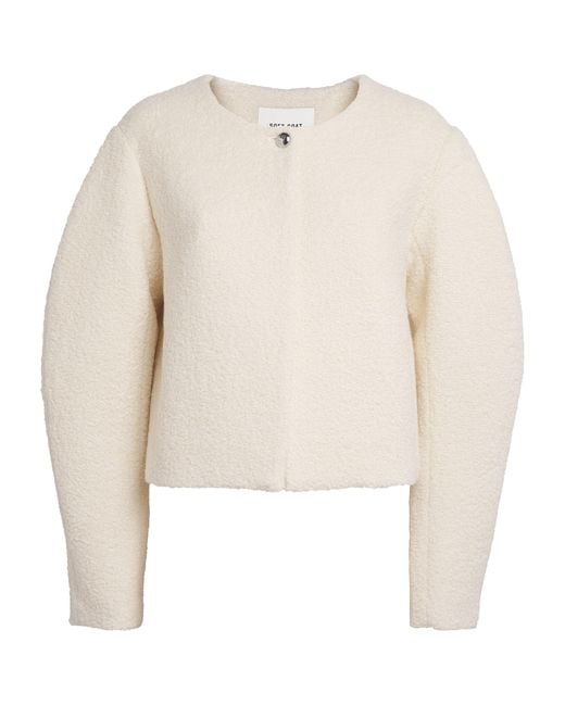 Soft Goat White Alpaca Wool-Blend Bouclé Blazer