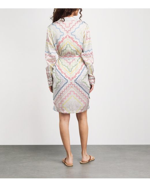 Mary Katrantzou White Printed Verona Mini Shirt Dress