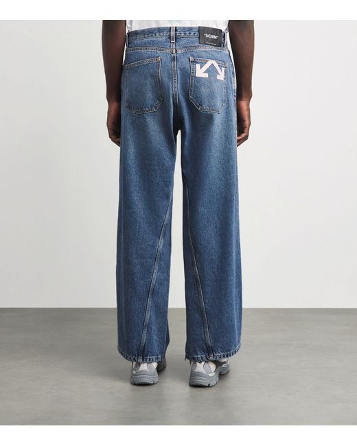 Off-White c/o Virgil Abloh Blue Half Arrow Twist Wide-Leg Jeans for men
