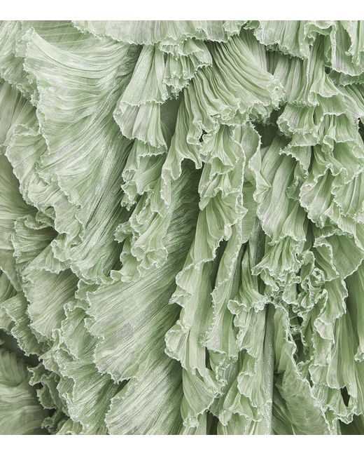 Maria Lucia Hohan Green Silk Ruffle Margaret Gown