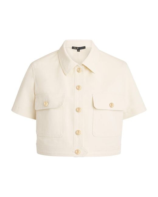 Maje Natural Cotton Cropped Jacket