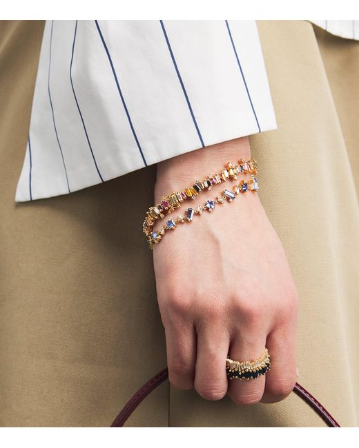 Suzanne Kalan Natural Diamond And Sapphire Bold Burst Tennis Bracelet