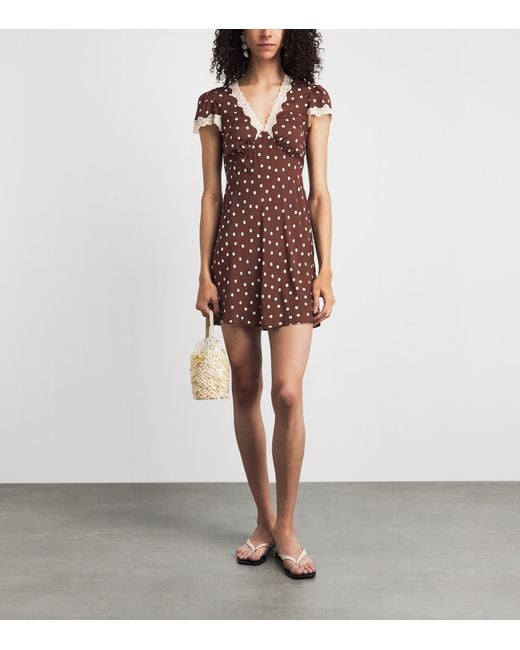 Rixo Brown Polka-Dot Cely Mini Dress