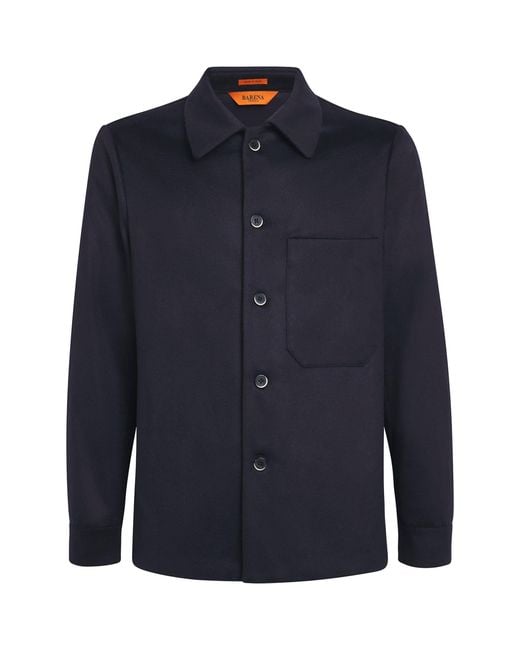 Barena Blue Brushed Cashmere Overshirt for men
