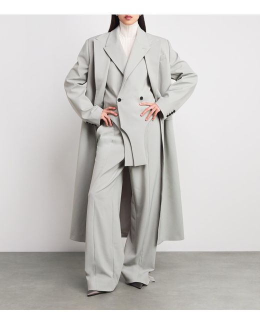 Jean Paul Gaultier Gray Double-Layer Longline Coat