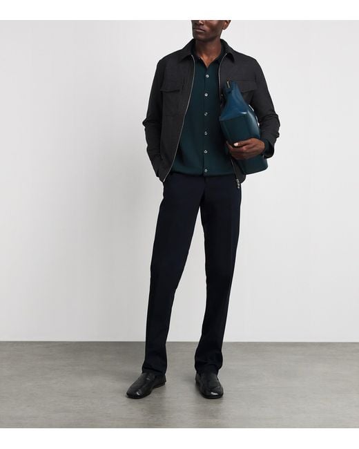 Lardini Blue Stretch-Cotton Tailored Trousers for men