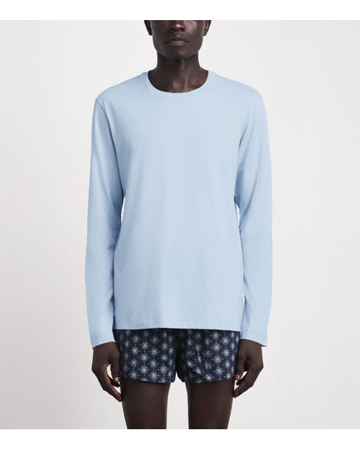 Hanro Blue Cotton Night & Day T-Shirt for men