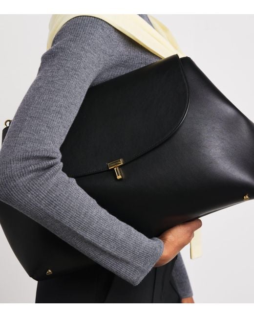 Totême Black Calfskin T-Lock Satchel Bag