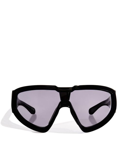 Rick Owens Black X Moncler Shiny Wrapid Sunglasses for men